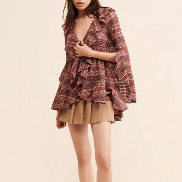 FREE PEOPLE PALMA RUFFLE TIE FRONT TUNIC NWT - Picture 5 of 10
